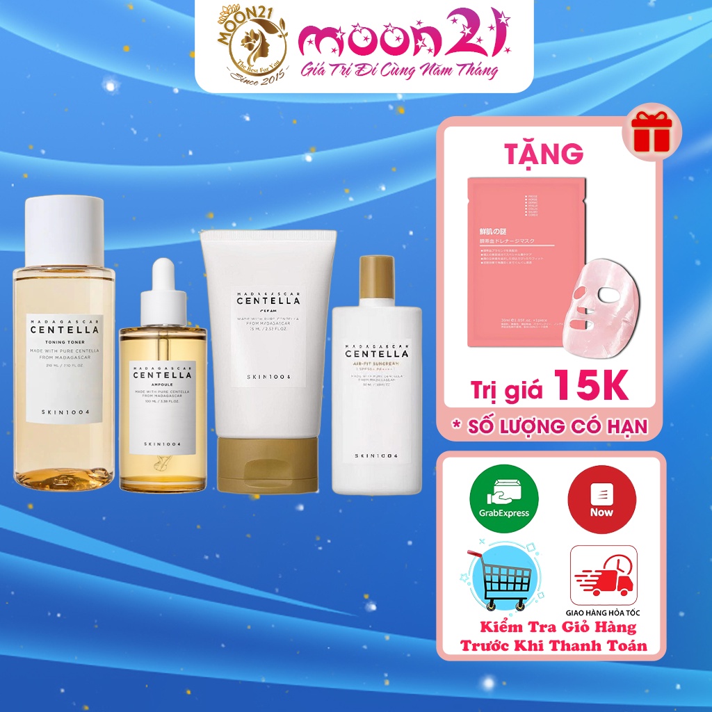 Bộ mỹ phẩm dưỡng da cho da nhạy cảm rau má Madagascar Centella Skin1004 Auth Hàn Quốc
