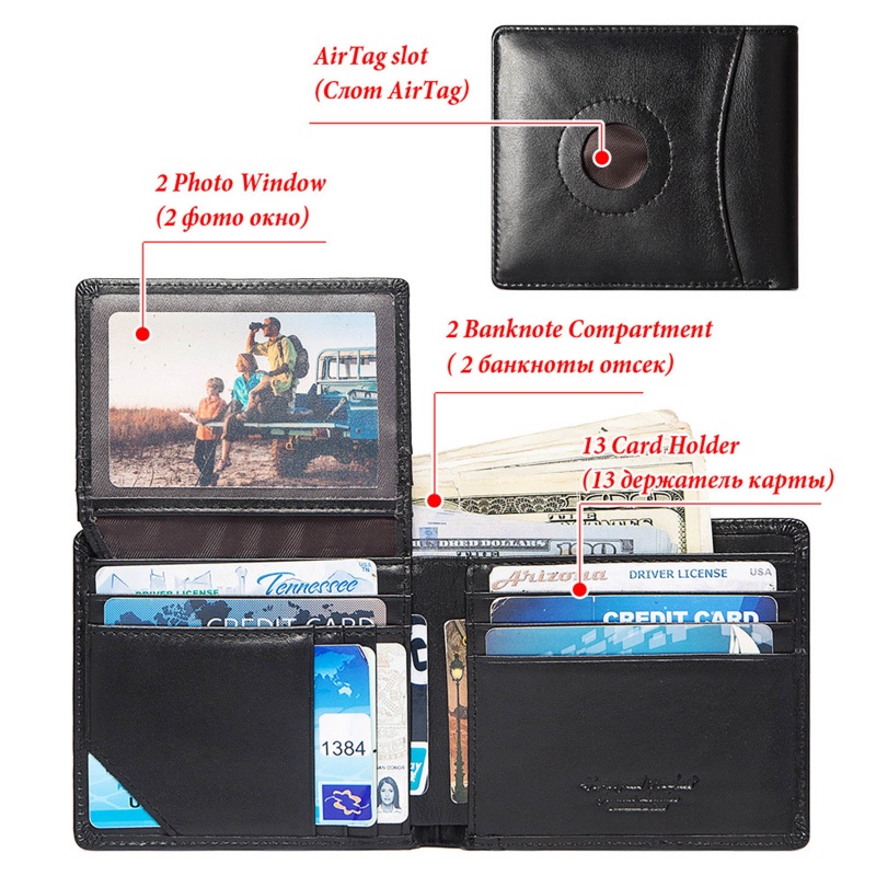 Youyo RFID Ví Da Gập Đôi Đựng Tiền Xu Thẻ ID Thẻ Tín Dụng Danh Thiếp Cổ Điển Doanh Nhân Cho Nam