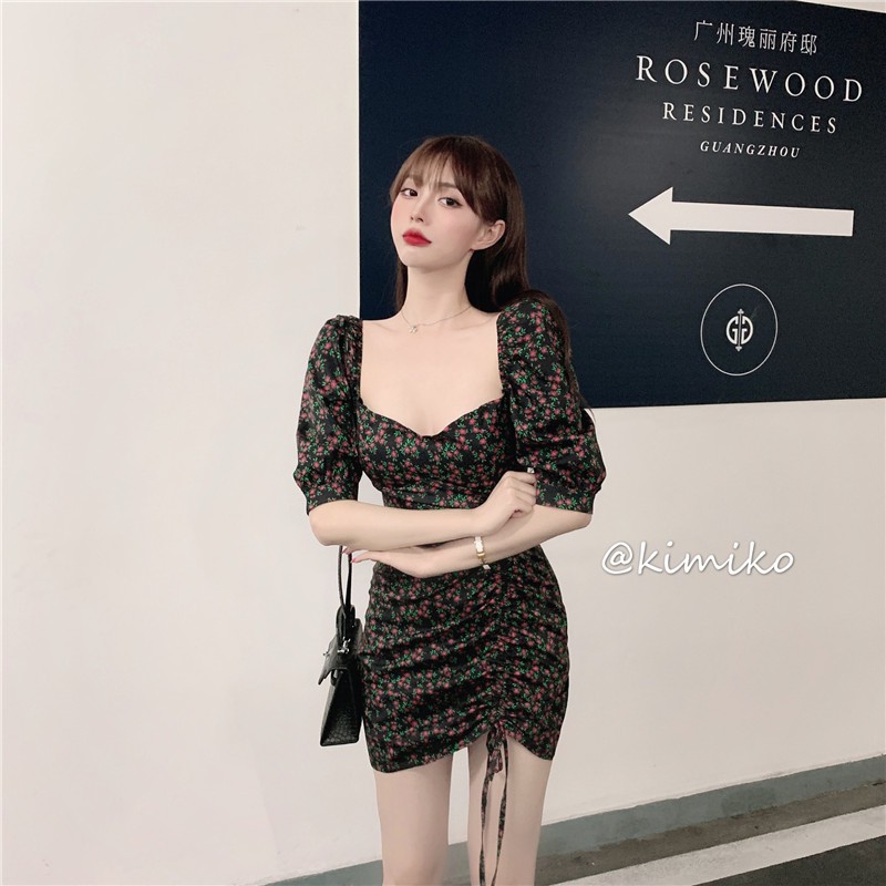 Váy Nữ Cổ Vuông , Đầm Nữ Hoa Nhí Tay Phồng Sexy SIXTEEN. | BigBuy360 - bigbuy360.vn