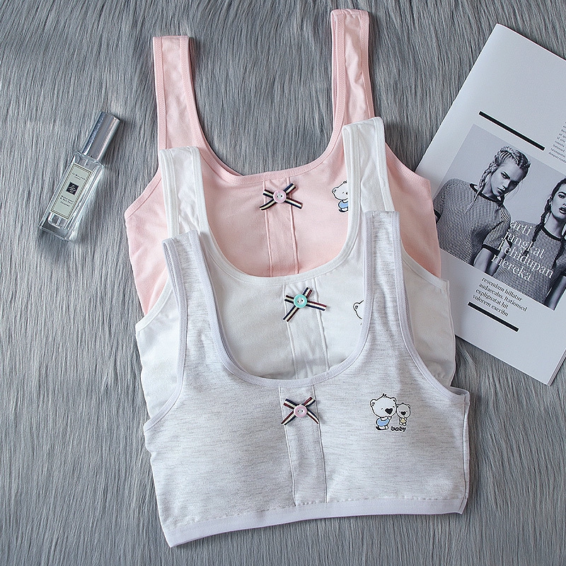 Áo ngực họa tiết gấu đính nơ theo phong cách thể thao xinh xắn dành cho nữ