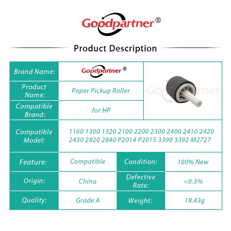 1 Con Lăn Pickup RB2-2891 RB2-6304 Cho HP P2015 1320 M2727 2300 1300 2820 2400 2100 1160 2300 Canon LBP 3300 3310