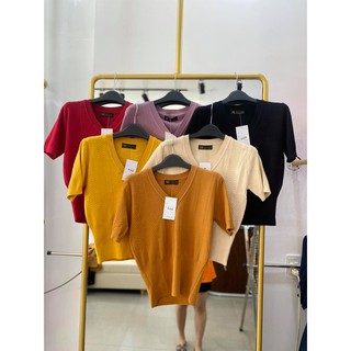 Áo len cộc tay 🦋FREESHIP🦋 Len basic cổ tim