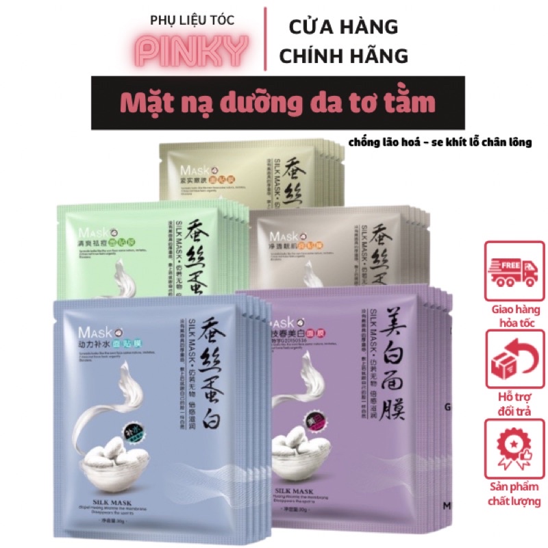 Mặt nạ dưỡng da Tơ Tằm dưỡng trắng da mask nội địa Trung cao cấp chính hãng Phụ Liệu Tóc Pinky