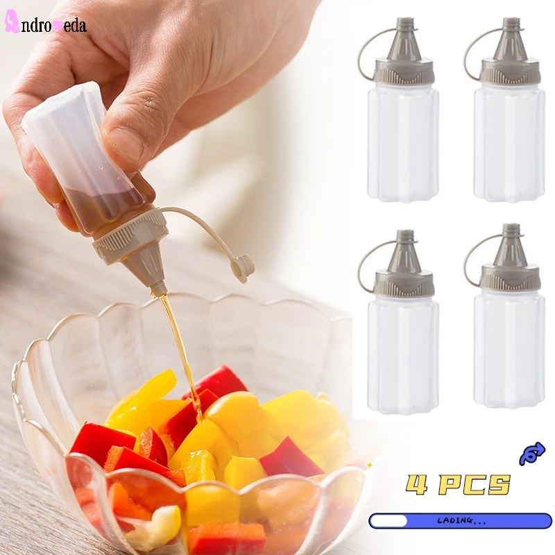 Set 4 Chai Nhựa Trong Suốt Đựng Gia Vị Nấu Ăn Tiện Lợi