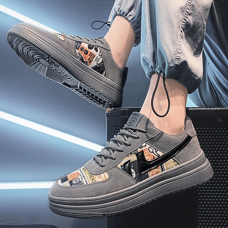 Giày thể thao nam màu be sườn chữ | BigBuy360 - bigbuy360.vn