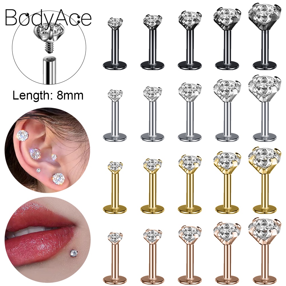 1 Khuyên Xỏ Cơ Thể Chất Liệu Thép Không Gỉ 18G / 16G 2-6mm