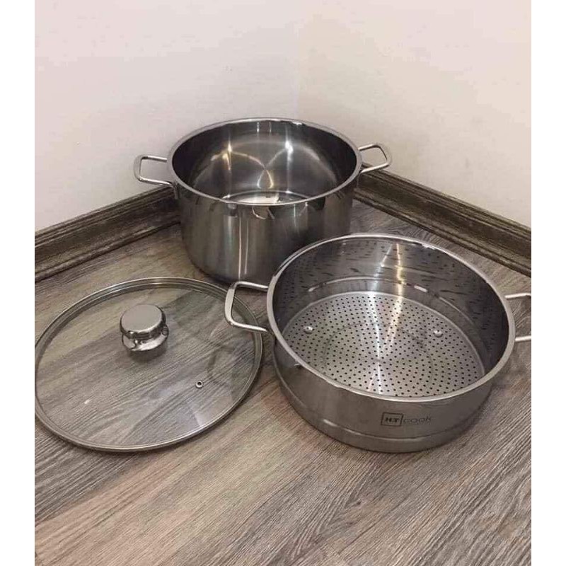XỬNG HẤP HT COOK 28cm VUNG KÍNH 2IN1