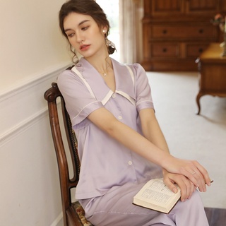 Bộ đồ ngủ lụa, bộ đồ pyjama lụa ngoc trai tiểu thư (BN04) ⚡️FREESHIP⚡️