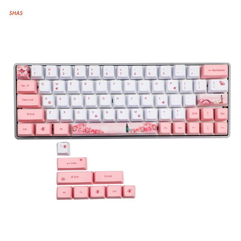 Nút Bàn Phím Cơ Pbt Oem Nhuộm Màu Hoa Anh Đào Dễ Thương Cho Gh60 Gk61 Gk64