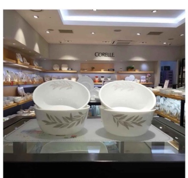 Tô thủy tinh cao Mỹ Corelle Silver Crown hoa văn Nguyệt Quế 900ml 428