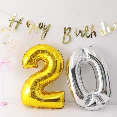 32 Inch Số 0-9 Bóng bay Trang trí tiệc cưới Vàng / Bạc / Xanh lam / Đỏ / Sinh nhật