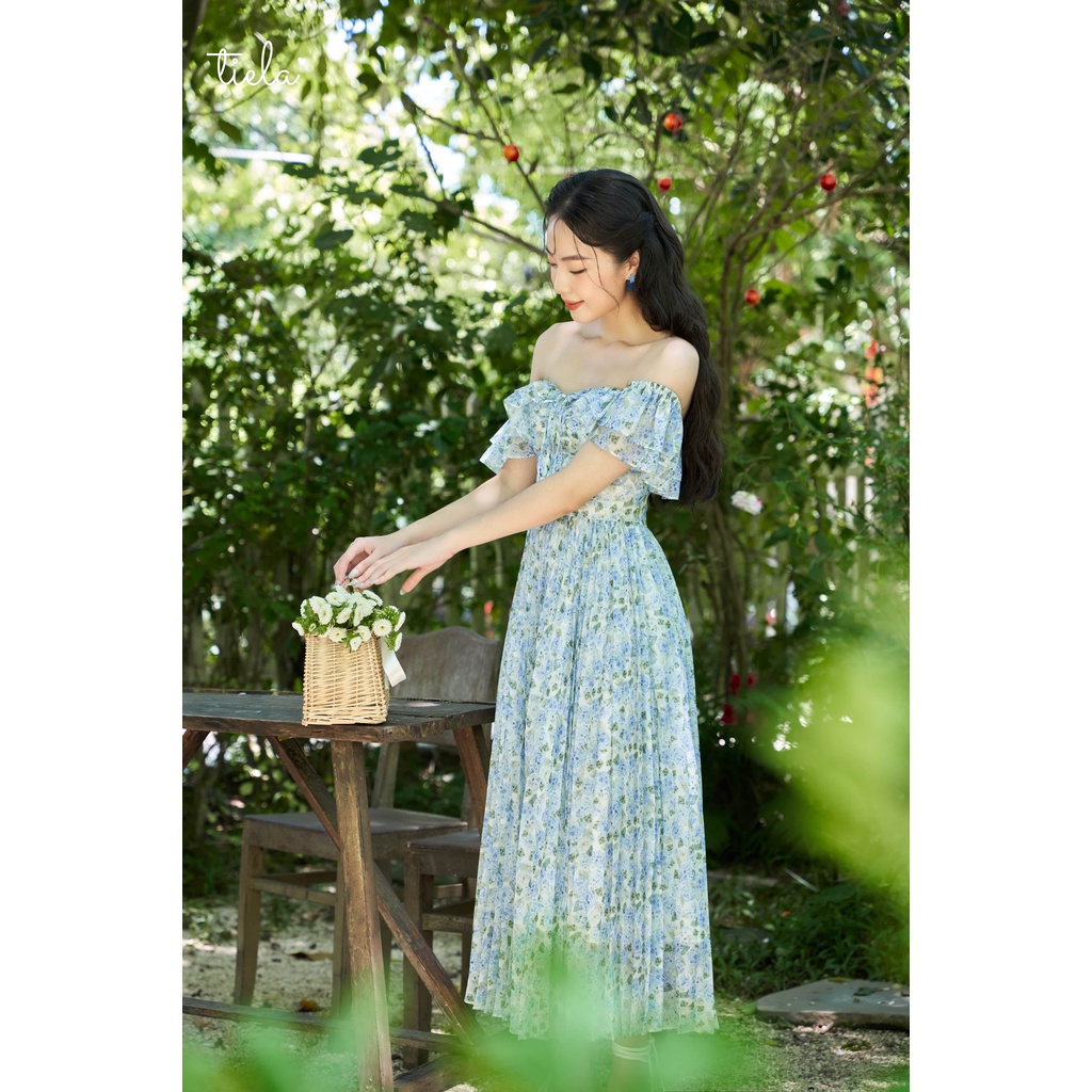 TIELA Đầm váy trễ vai dập ly - Nadia Dress