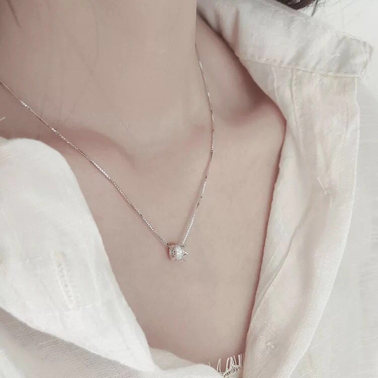 Dây chuyền bạc nữ AURA, vòng cổ vương miện đính đá- AURASILVER-DC05
