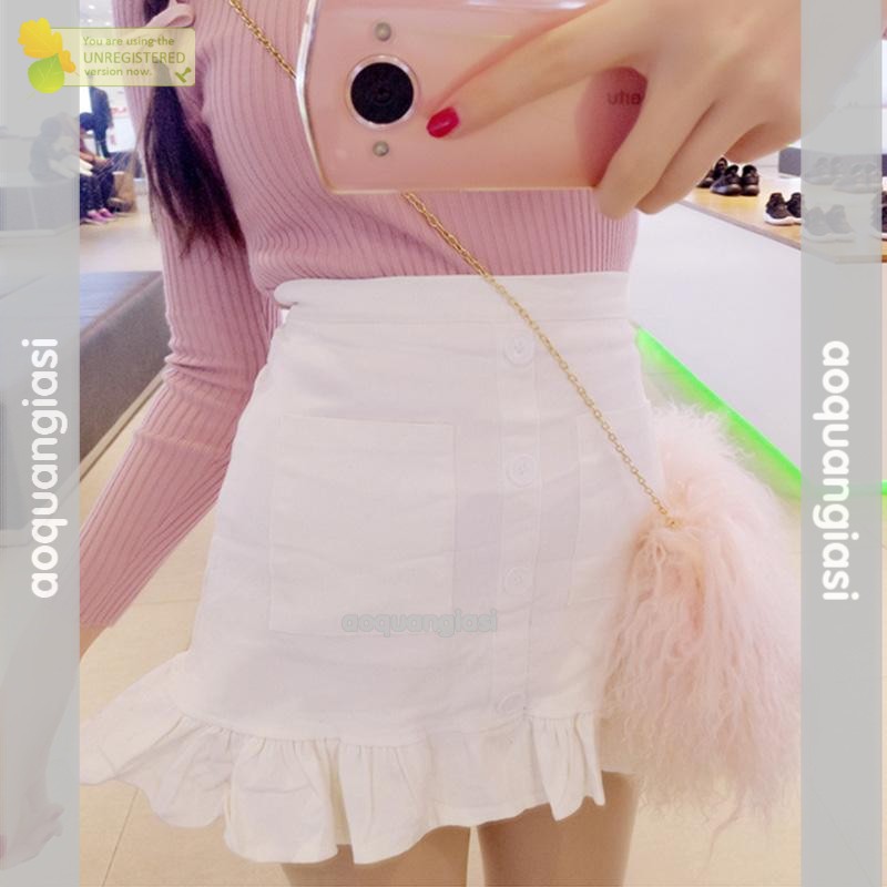 Chân Váy Đuôi Cá Nút Trắng | BigBuy360 - bigbuy360.vn