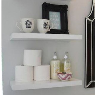 Combo 2 kệ treo tường nhà tắm gỗ hộp ngang 40cm sâu 24cm gỗ dày 3,5cm lõi thép nhỏ gọn để đồ tiện lợi (Trắng)