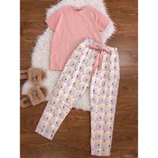 Set bộ cotton hồng