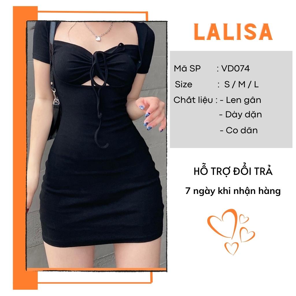 Đầm Body Nữ LALISA Váy Ôm Body Sexy Nhún Ngực Rút Dây Tay Ngắn Màu Trơn Đi Chơi, Đi Dự Tiệc VD074 | BigBuy360 - bigbuy360.vn