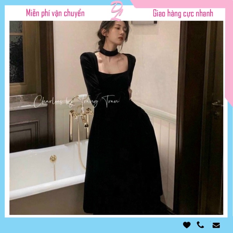 ĐẦM NỮ DÁNG DÀI DỰ TIỆC TAY DÀI CỔ CHOCKER | BigBuy360 - bigbuy360.vn