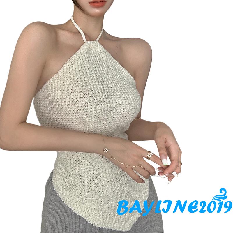 Áo Dệt Kim Hai Dây Màu Sắc Trơn Thời Trang Mùa Hè Cho Nữ