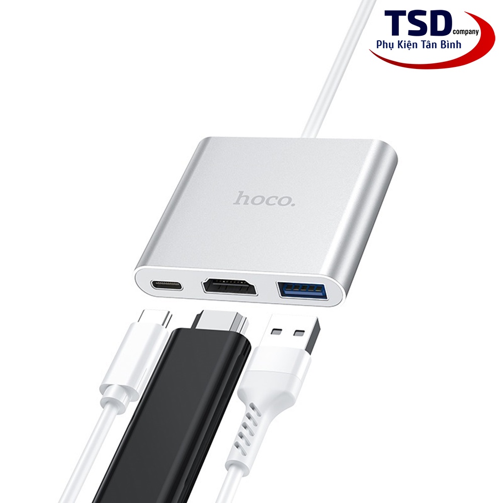 Hub Chuyển Type C Ra USB 3.0 , HDMI &amp; PD 2.0 Hoco HB14 Chính Hãng