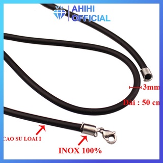 Dây chuyền nam cao su đen ahihi.official kích cỡ 3mm thiết kế khóa 2 đầu bằng inox thép không gỉ PTDCNA38
