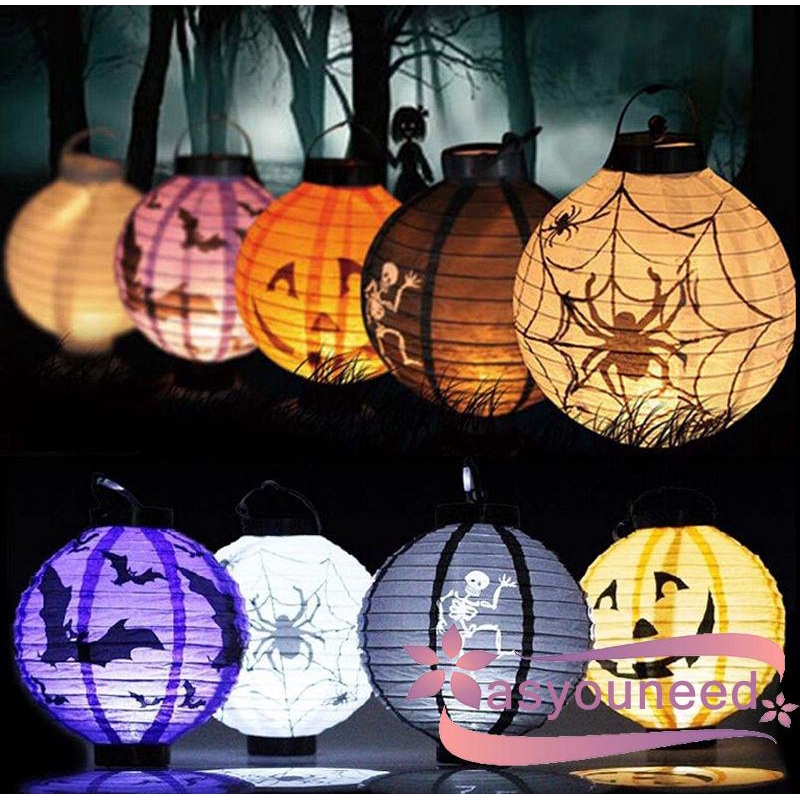 Aydღ-Halloween Pumpkin Spider Skull Castle Light Lamp Party Hanging LED