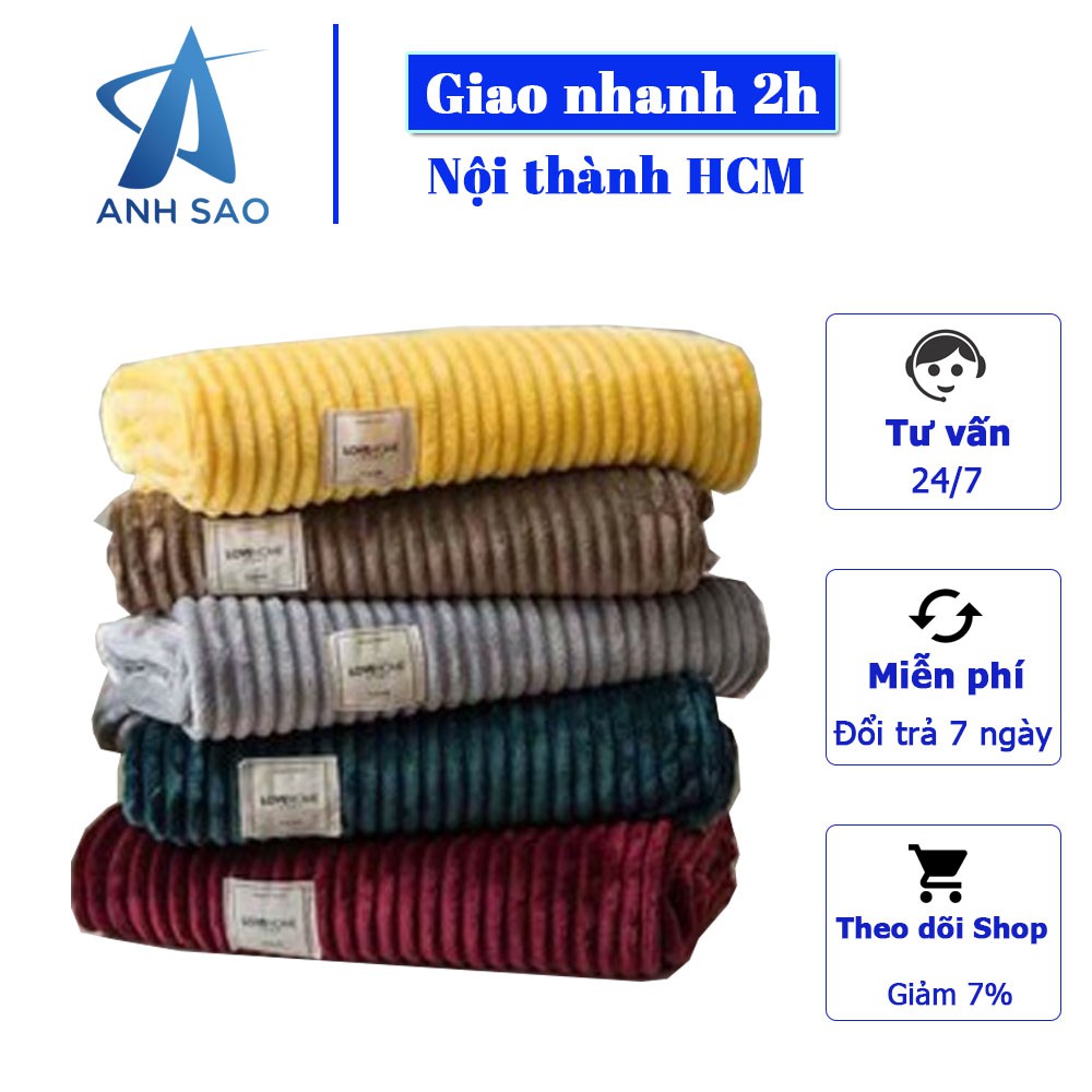 Mền nỉ nhung kẻ tăm cao cấp Ánh Sao 2mx2m2 - Mền mịn không xù lông