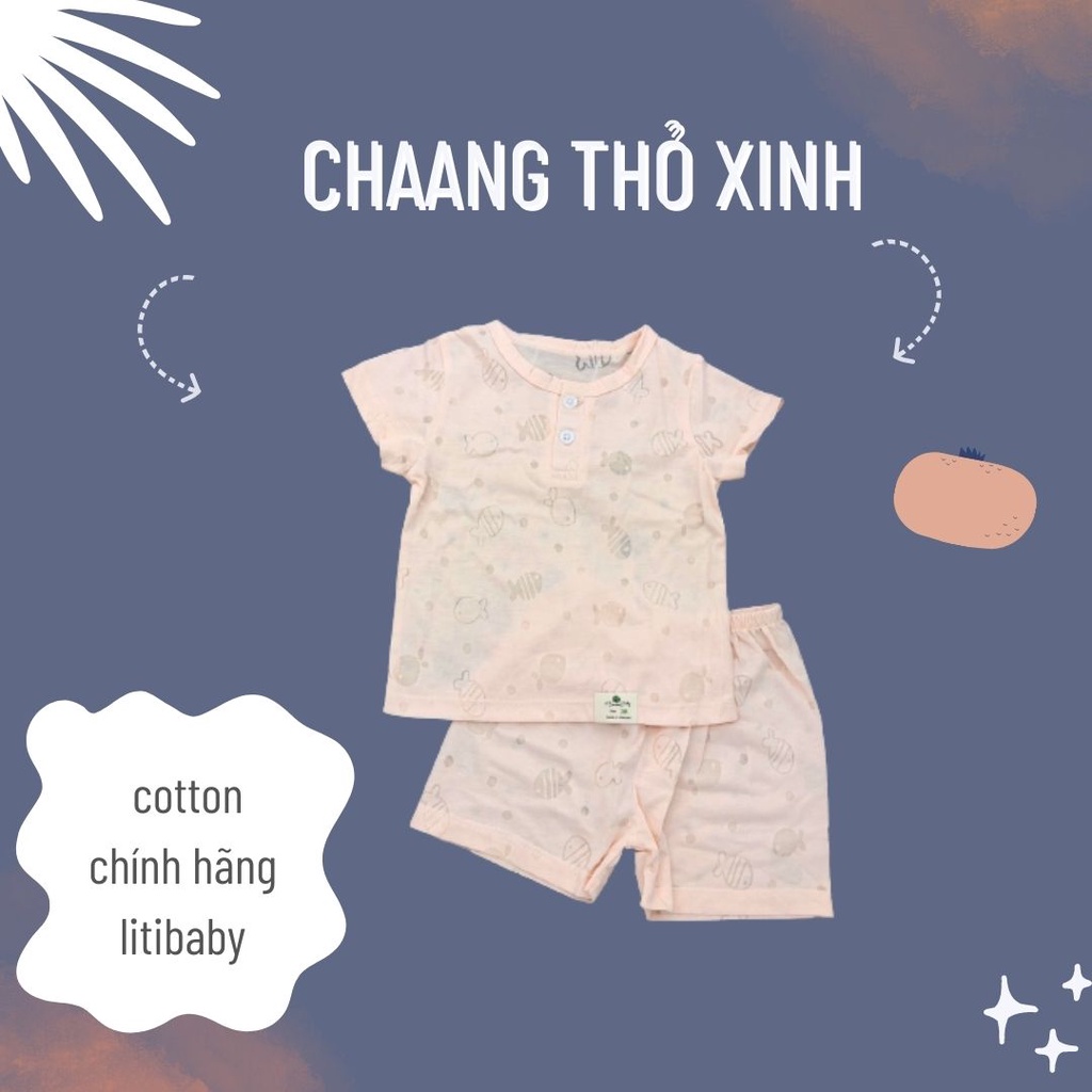 Bộ cotton sơ sinh Hãng LitiBaby vải mềm mại, mỏng mát