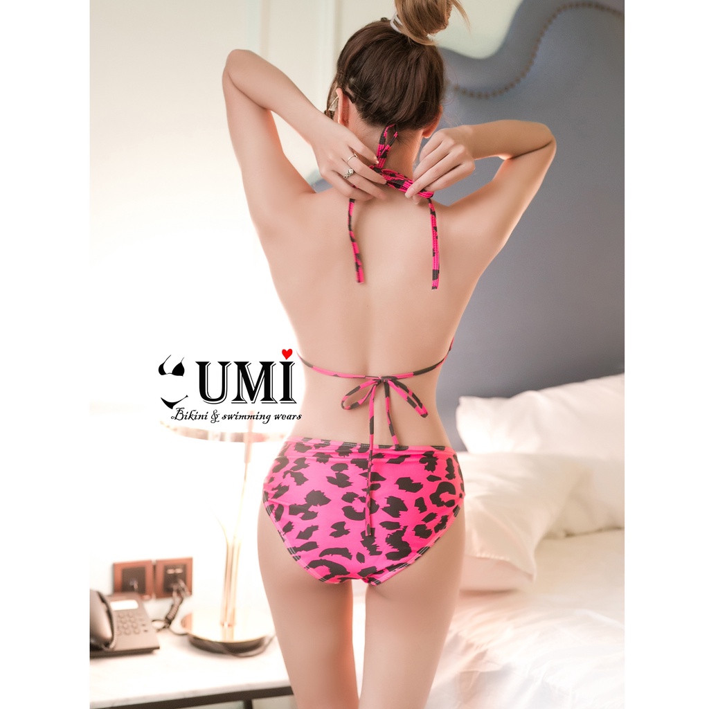 BIKINI 2 MẢNH TAM GIÁC DA BEO NÂU - HỒNG BIKINISTORE