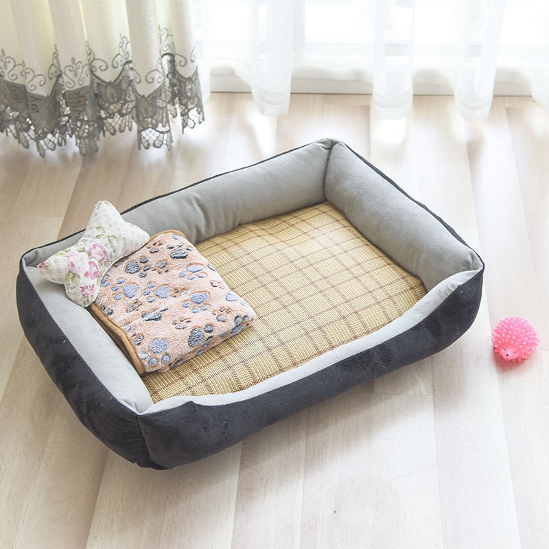 mẫu mới năm 2021♈◘♛Net Red Four Seasons Pet Dog Mat Teddy Cat LOUD LỚN TEDI cung cấp Giường