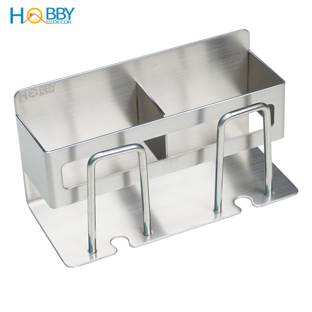 Kệ để bàn chải đánh răng 2 ngăn dán tường inox 304 Hobby CD3M