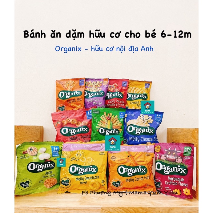 Date 3,6,9/22 Bánh ăn dặm snack Organix cho bé từ 6,7,10,12 tháng UK