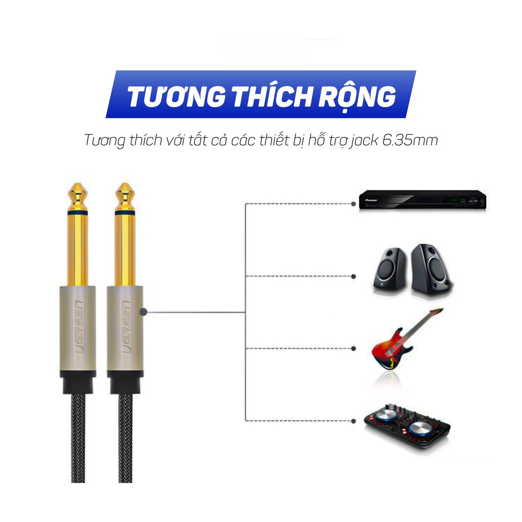 Cáp âm thanh stereo 2 đầu đực chuẩn jack 6.5mm UGREEN AV128