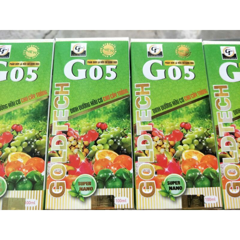 Phân bón lá sinh học cao cấp G05 giá rẻ Hàng chính hiệu goldtech còn nguyên tem chống hàng giả chai 100ml