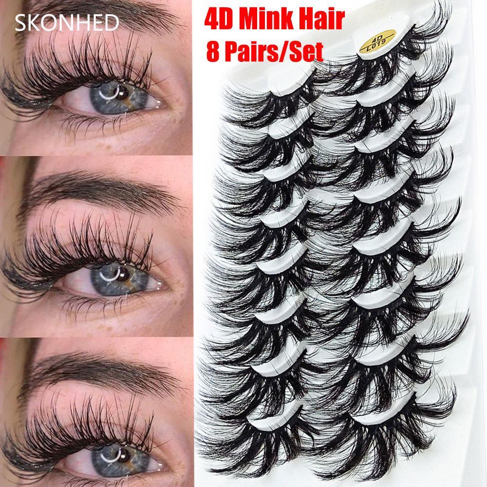 BORAG Set 8 Cặp Lông Mi Giả SKONHED Dày Dặn 4D Tự Nhiên