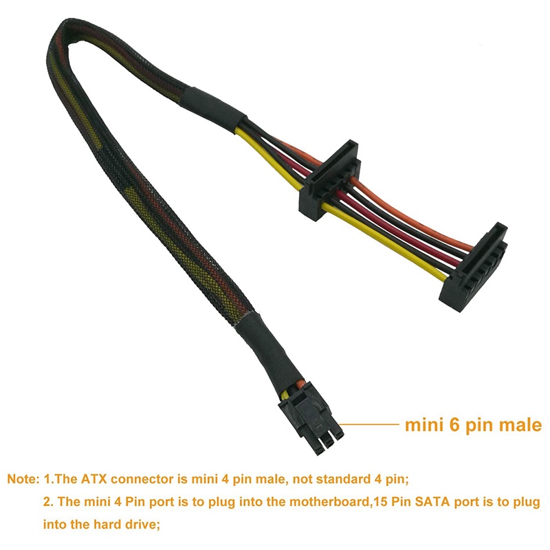 Cáp Nguồn HDD SATA 15 Pin X2 Sang Mini 6 Pin ATX Cho Dell Inspiron 3653 3650 Series