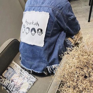 Áo khoác jean nam form rộng rách gấu inh hình đẹp