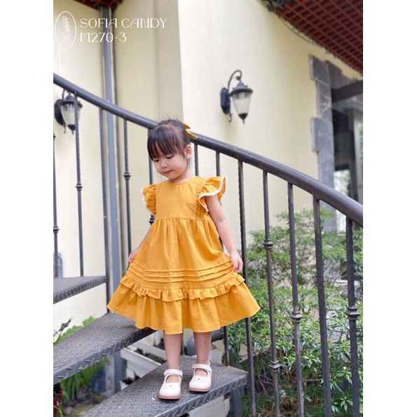 Đầm váy đi biển cho bé gái ❤️đầm đi biển,du lịch thiết kế bèo ở tay,chân đầm,chất liệu vải thô xước❤️size 1-10Y(8-35 ký)