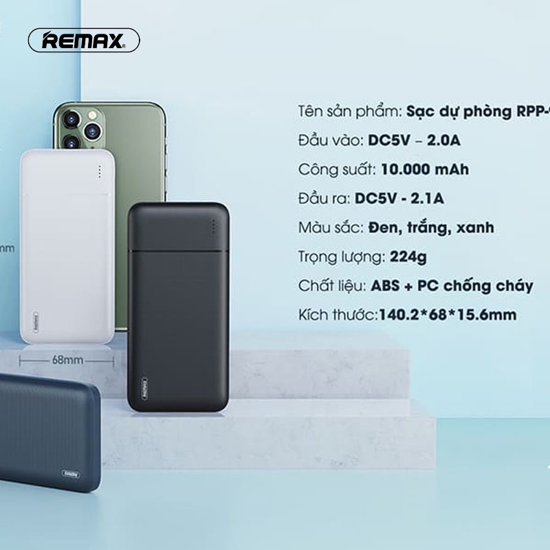 Pin Sạc Dự Phòng 10000Mah Remax RPP 256 Chính Hãng - Bảo Hành 12 Tháng