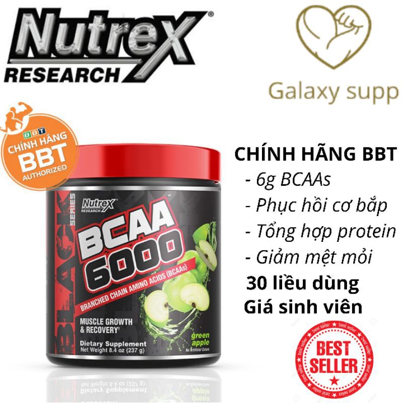 BCAA Nutrex 6000 HỖ TRỢ PHỤC HỒI PHÁT TRIỂN CƠ BẮP 30 liều dùng