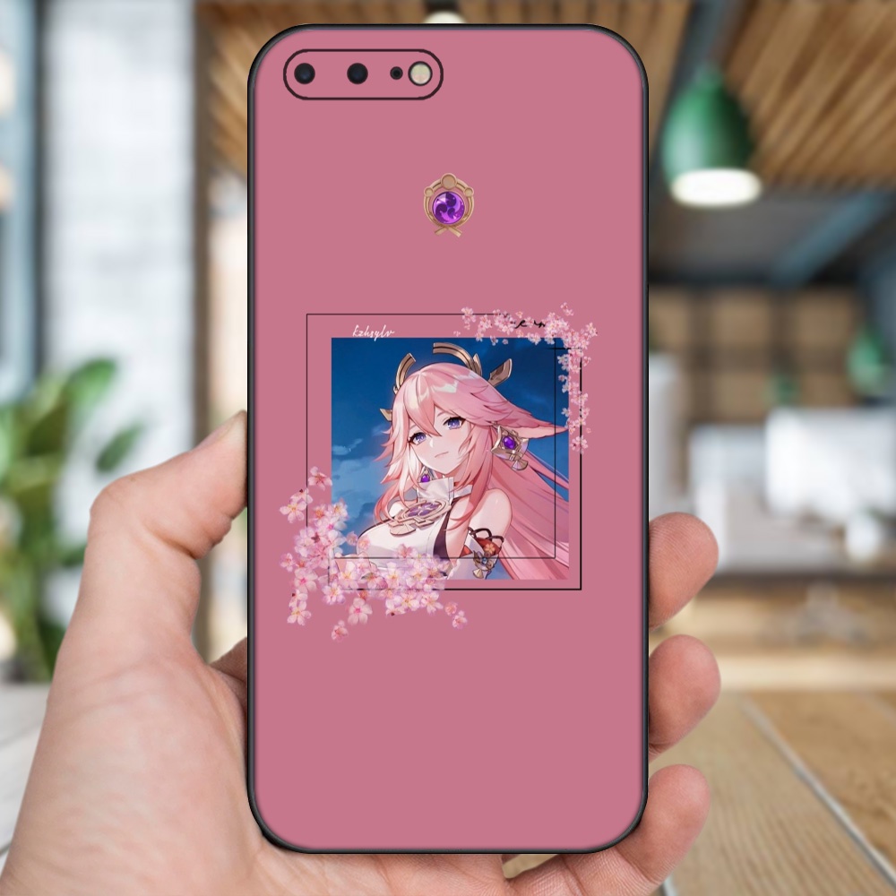 Ốp lưng iPhone 7 Plus, 8 Plus dẻo đen cạnh vuông in hình Yae Miko Genshin Impact