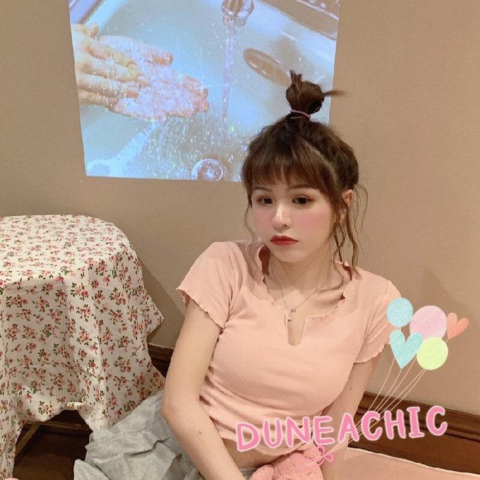 Áo Croptop Ngắn Tay Phối Dây Rút Thời Trang Dành Cho Nữ