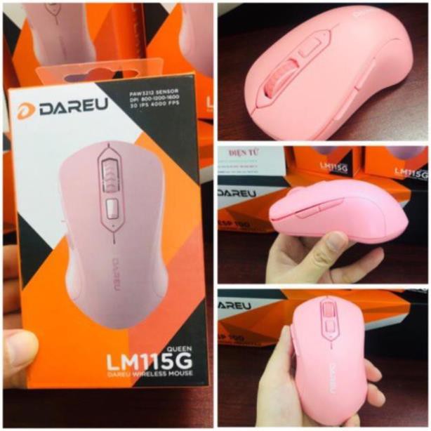 Chuột Không Dây DAREU LM115 PINK - Chuột Máy Tính Màu Hồng Dễ Thương