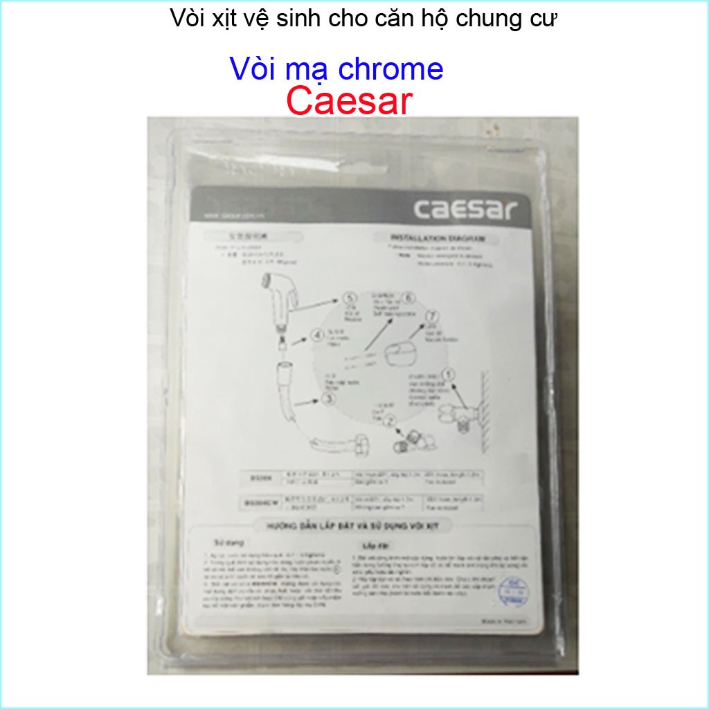 Vòi xịt vệ sinh Caesar KAG-BS304CW màu inox giữ nước và vòi rửa chiu áp lực mạnh chung cư nhà cao tầng siêu bền sử dụng