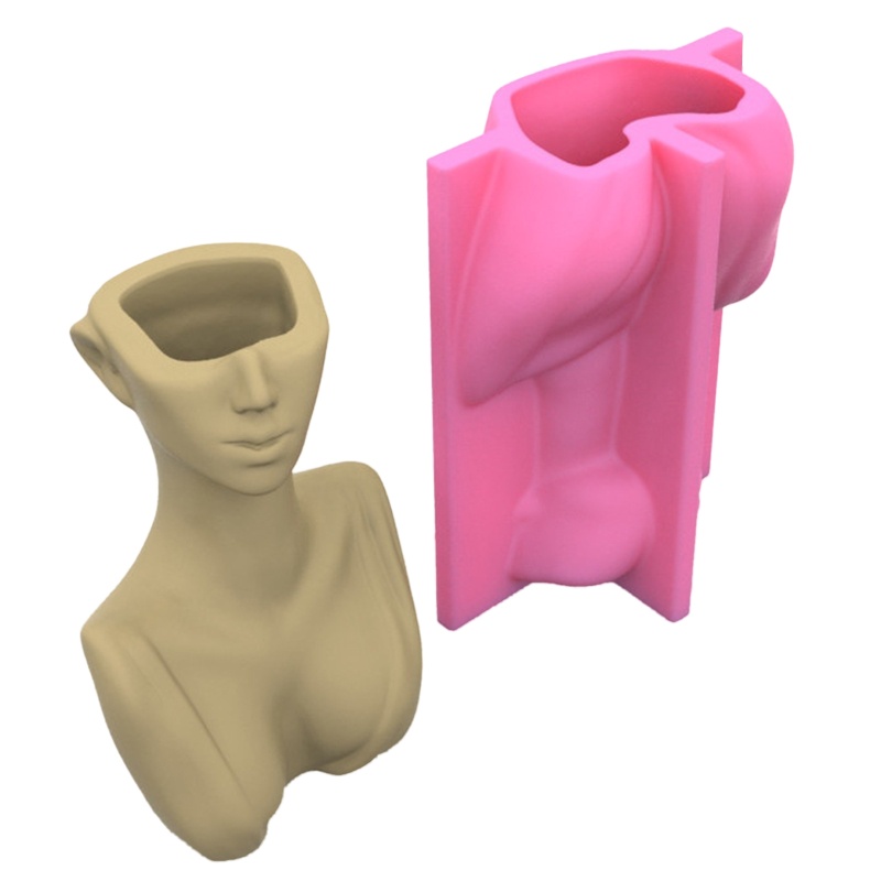 Khuôn Silicone Làm Đất Sét Xi Măng Hình Khuôn Mặt Người Trừu Tượng