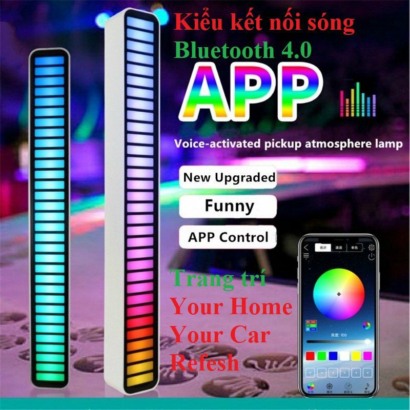 Thanh Led Nhảy Theo Nhạc RGB 32 có APP Bit 16 Triệu Màu, Trang Trí Bàn Làm Việc, Xe hơi...