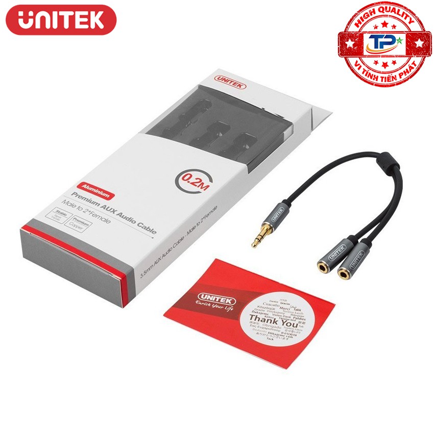 Cáp chia 1 ra 2 cổng Audio 3.5mm Unitek Y-C956ABK