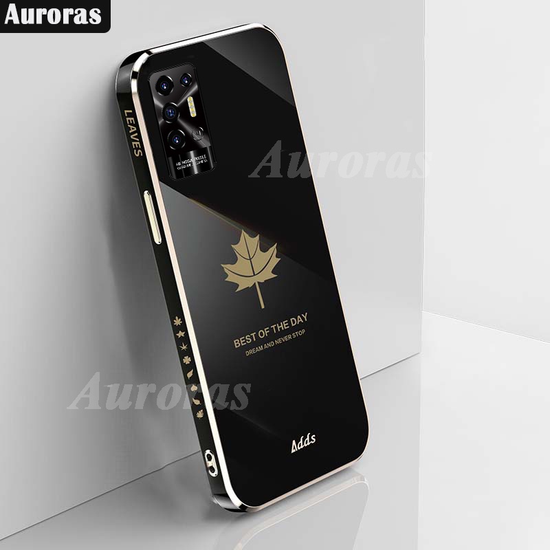 Ốp Điện Thoại Dẻo Trong Mạ Điện Họa Tiết Lá Phong Độc Đáo Cho Tecno Pova 2 Camon18P Pop 5 Lte