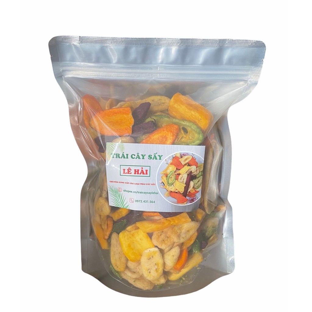 Hoa quả sấy thập cẩm Đà Lạt hàng xuất khẩu nguyên miếng 500gr Lê Hải | BigBuy360 - bigbuy360.vn