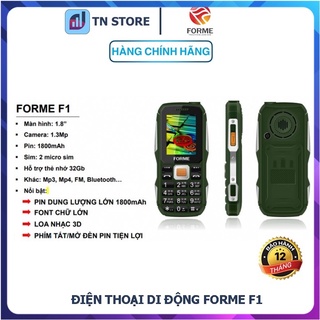 Điện Thoại Forme F1 Pin 1800mAh-Hầm hố-Loa to-Bàn phím lớn-FM không cần tai nghe – Hàng Chính Hãng – Bảo Hành 12 Tháng